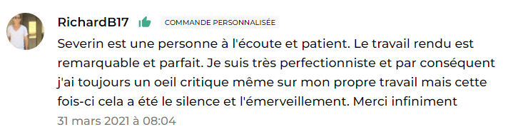 Avis positif d’un client sur une prestation de rédaction web